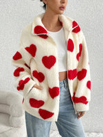 Women's Valentine's Day Heart-Shaped Sherpa Coat