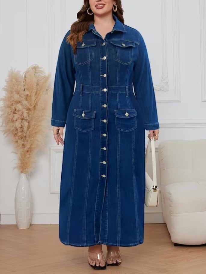 Women's Casual Versatile Denim Maxi Skirt