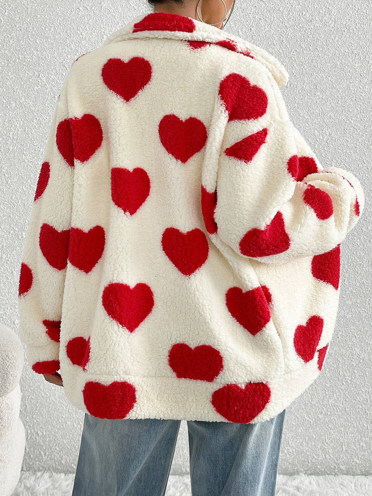 Women's Valentine's Day Heart-Shaped Sherpa Coat