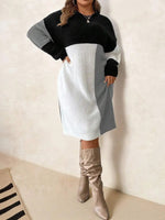 Women's Color Block Knit Sweater Dress