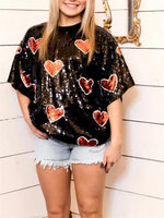 Women's Valentine's Day Heart Sequin Top