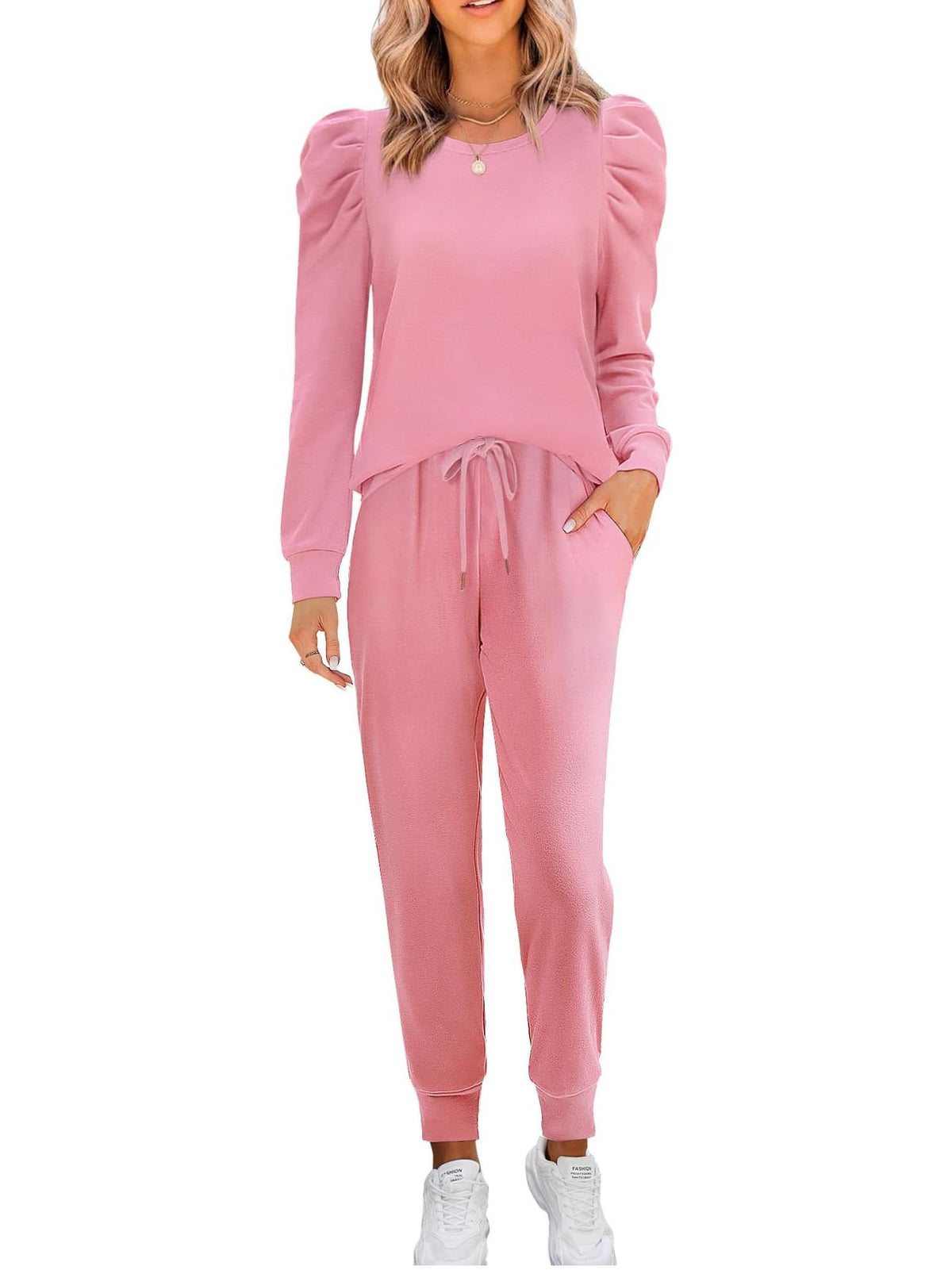 Women's Puff Sleeve Long-Sleeve Two-Piece Set