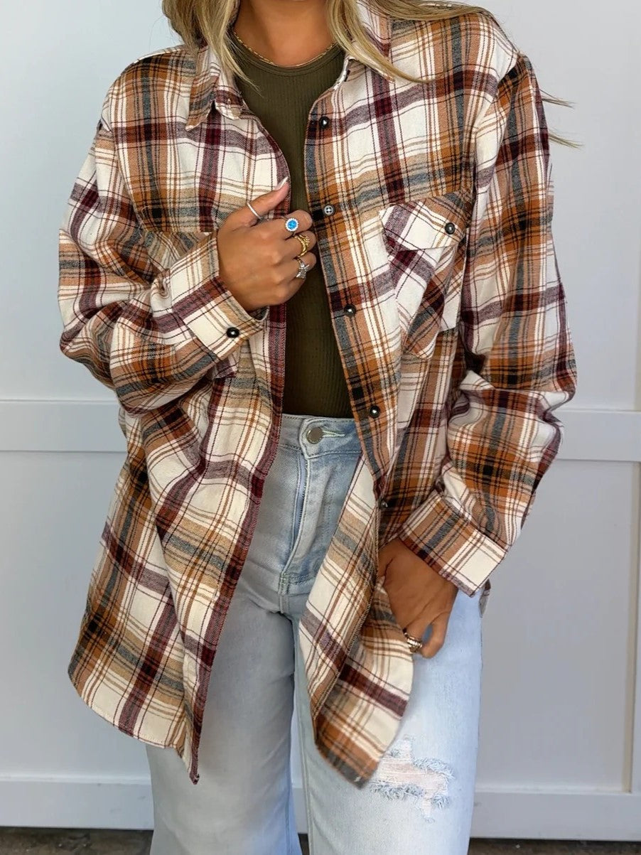 Women's Plaid Long-Sleeved Shirt