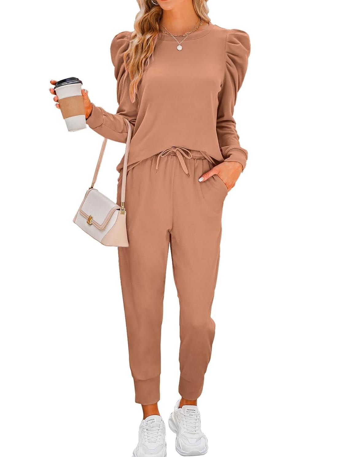 Women's Puff Sleeve Long-Sleeve Two-Piece Set
