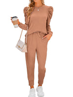 Women's Puff Sleeve Long-Sleeve Two-Piece Set