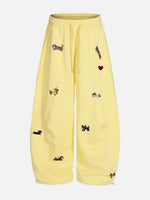 Cute Dachshund Embroidered Baggy Sweatpants