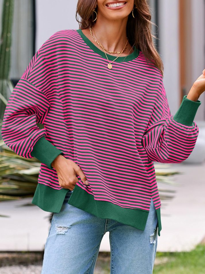 Women's Oversized Striped Sweatshirt