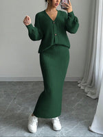 Women's Elegant Wrap Knit Skirt Two-Piece Set