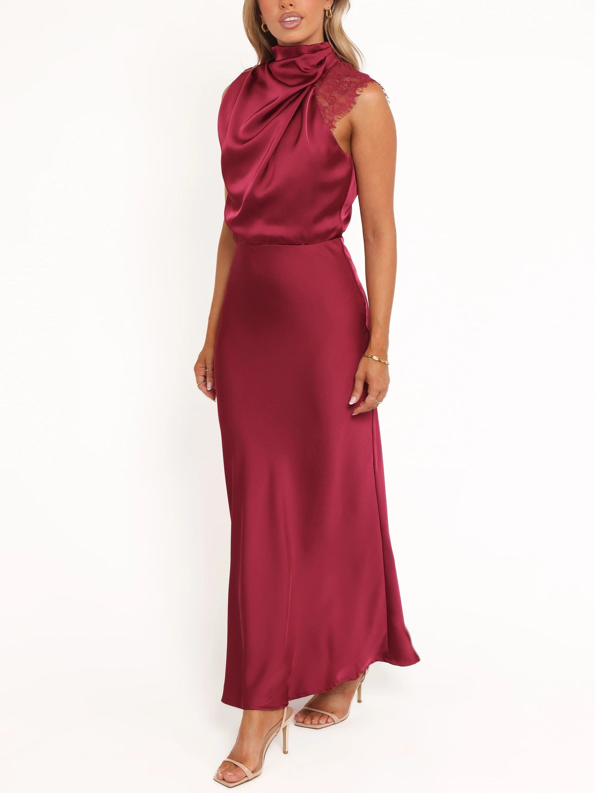 Women's Halter Neck Lace Maxi Dress