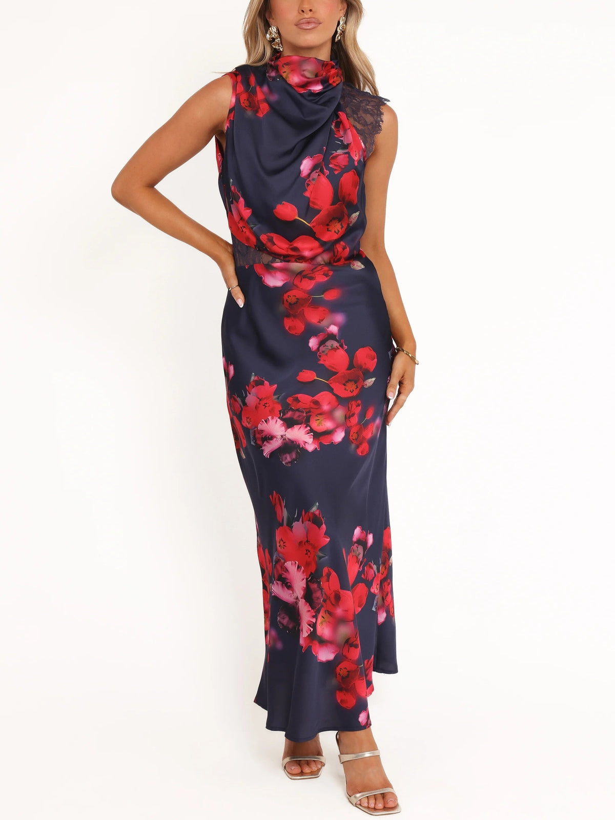 Women's Halter Neck Lace Maxi Dress