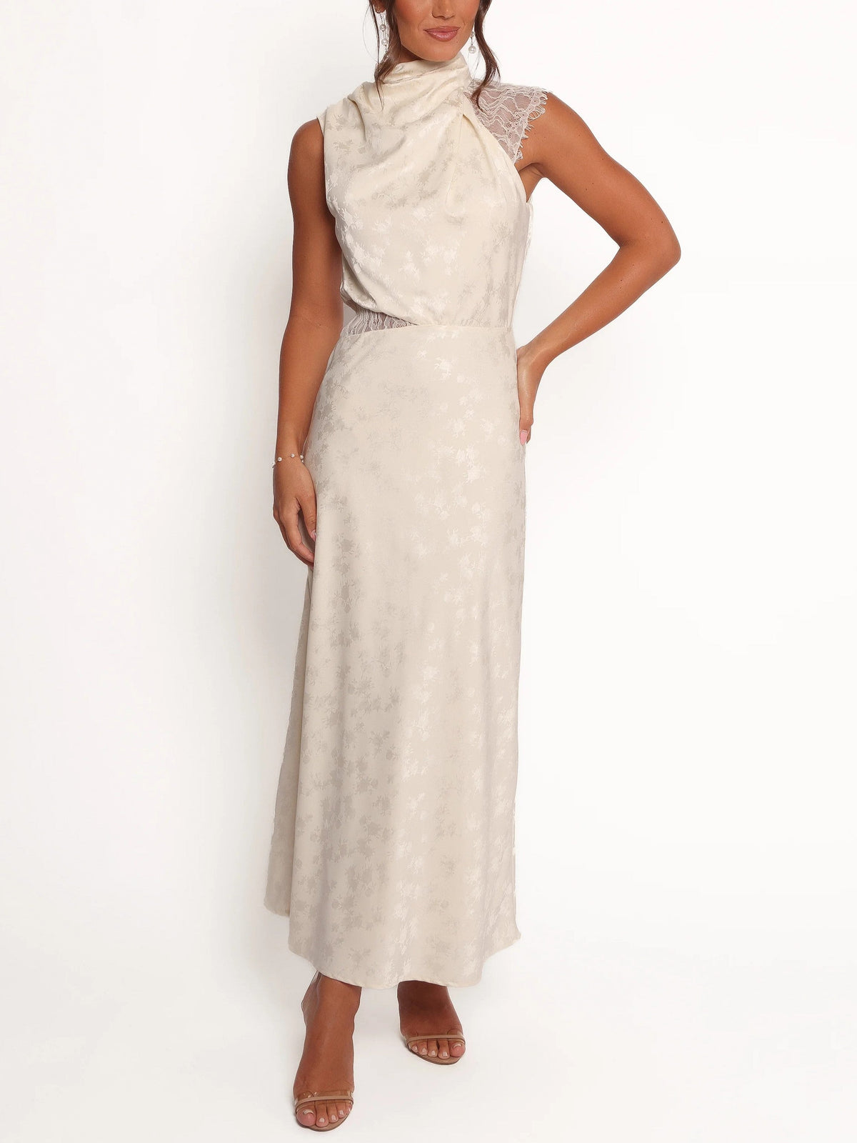 Women's Halter Neck Lace Maxi Dress