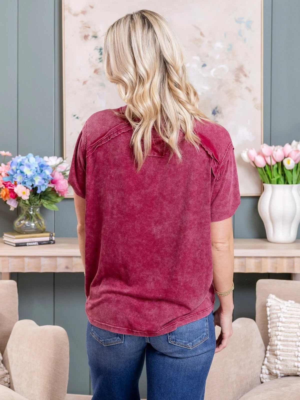 Women's Stretchy Acid Washed Rib Shirt