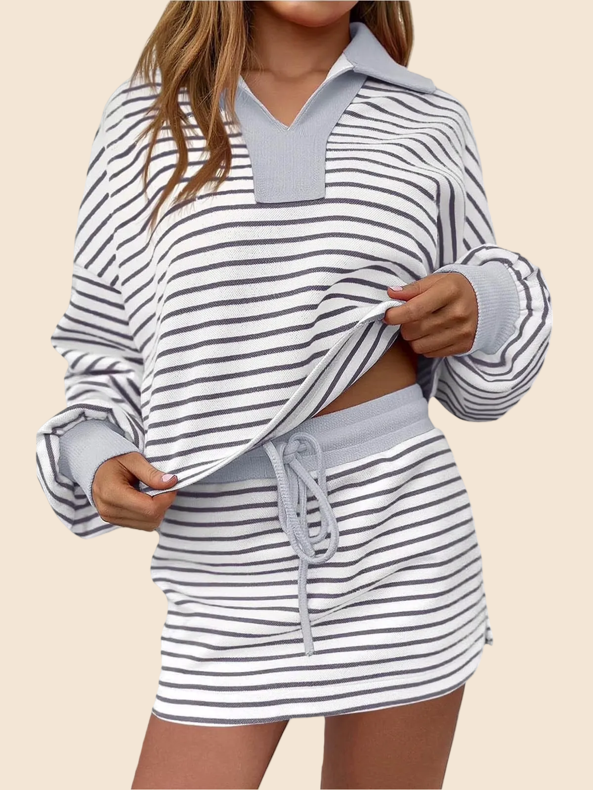 ?Women's Casual Striped Two-Piece Set