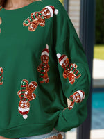 Women's Christmas Gingerbread Man Sequin Sweatshirt
