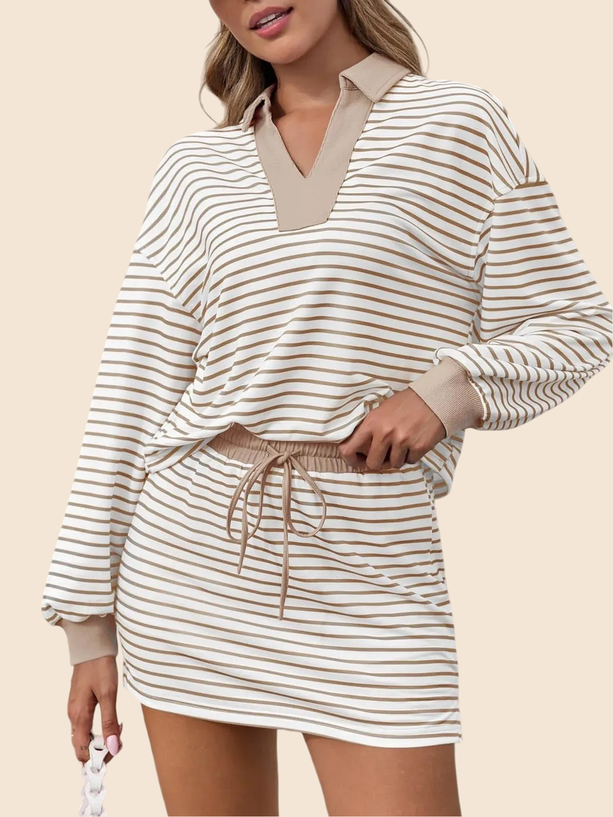 ?Women's Casual Striped Two-Piece Set