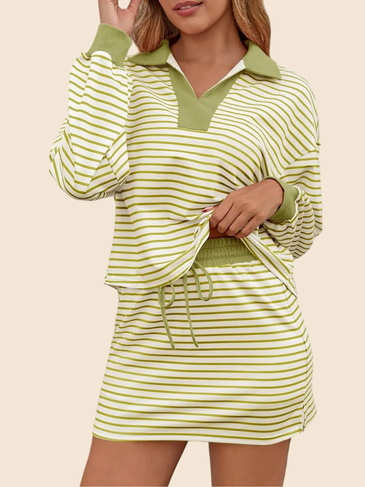 ?Women's Casual Striped Two-Piece Set