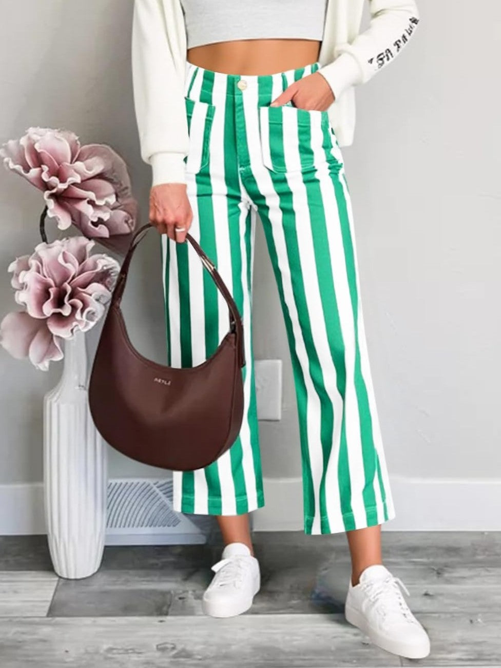 Women's Striped Casual Jeans