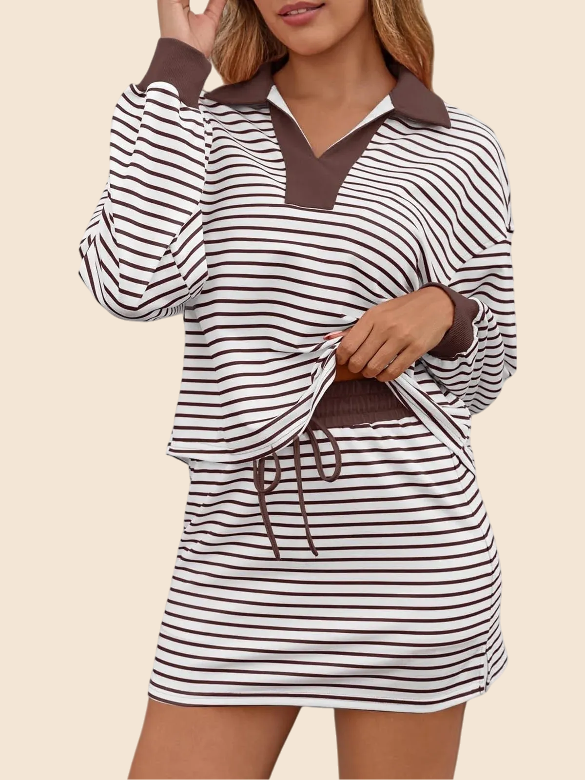 ?Women's Casual Striped Two-Piece Set