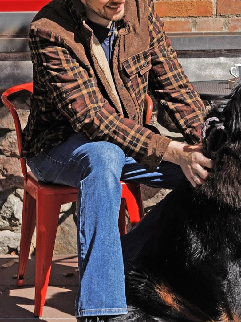 Men's Warm Plaid Fleece-Lined Outdoor Jacket