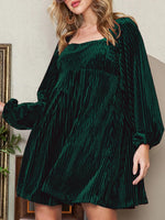 Women's Square Neck Tie Back Ribbed Dress