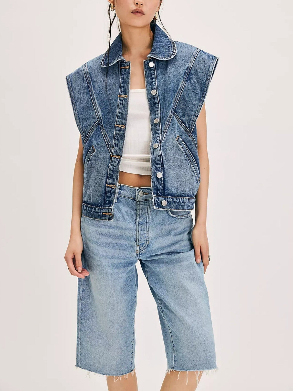 Women's Vintage Oversized Denim Sleeveless Vest