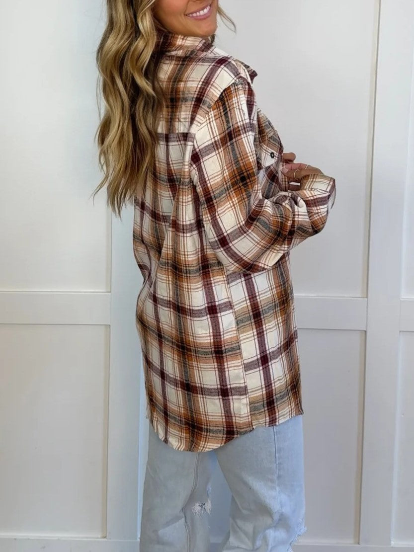 Women's Plaid Long-Sleeved Shirt