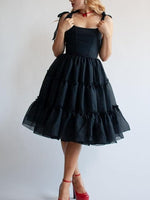Women's Sexy Bow Spaghetti Straps Corset A-Line Dresses