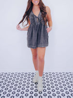 Women's Sparkly Rhinestone Denim Romper