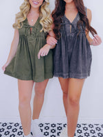 Women's Sparkly Rhinestone Denim Romper