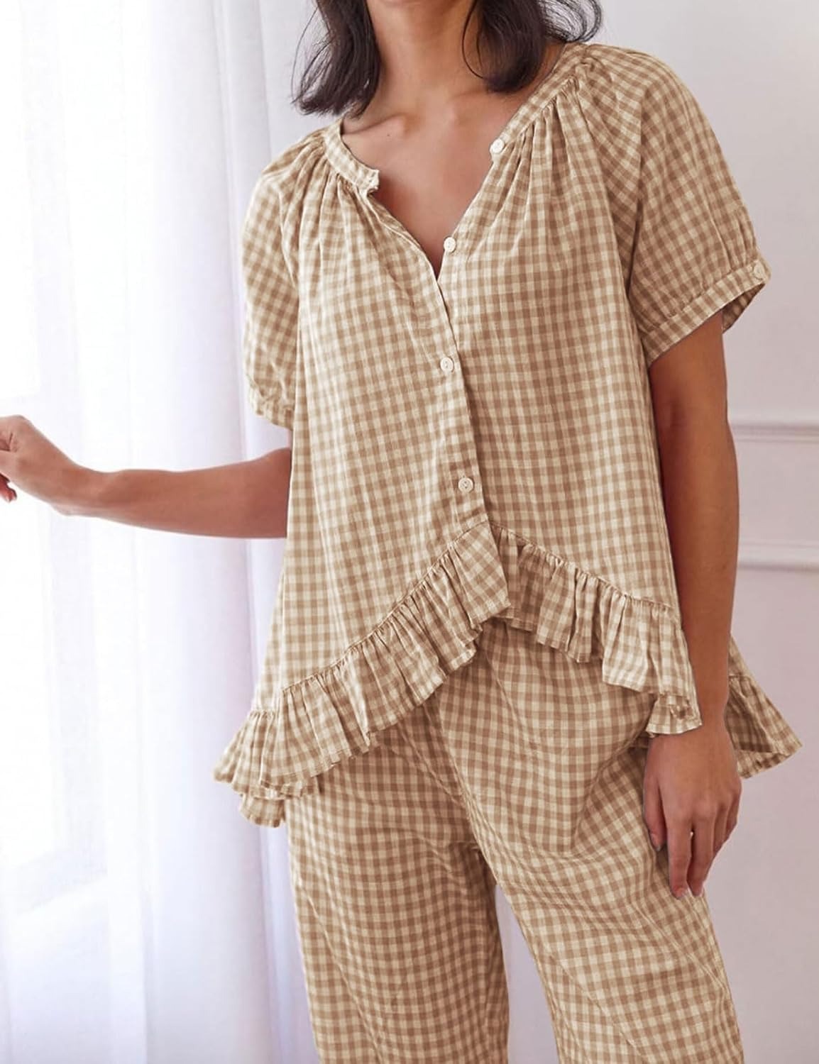 Women's2 Piece Gingham Pajama Set