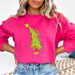 Women's Crew Neck Christmas Tree Print Sweatshirt