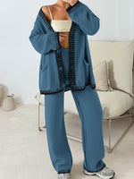 Women's Oversized V-Neck Knit Cardigan & Pants Set