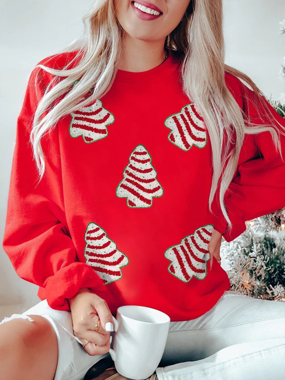 Women's Christmas Sequined Print Sweatshirt