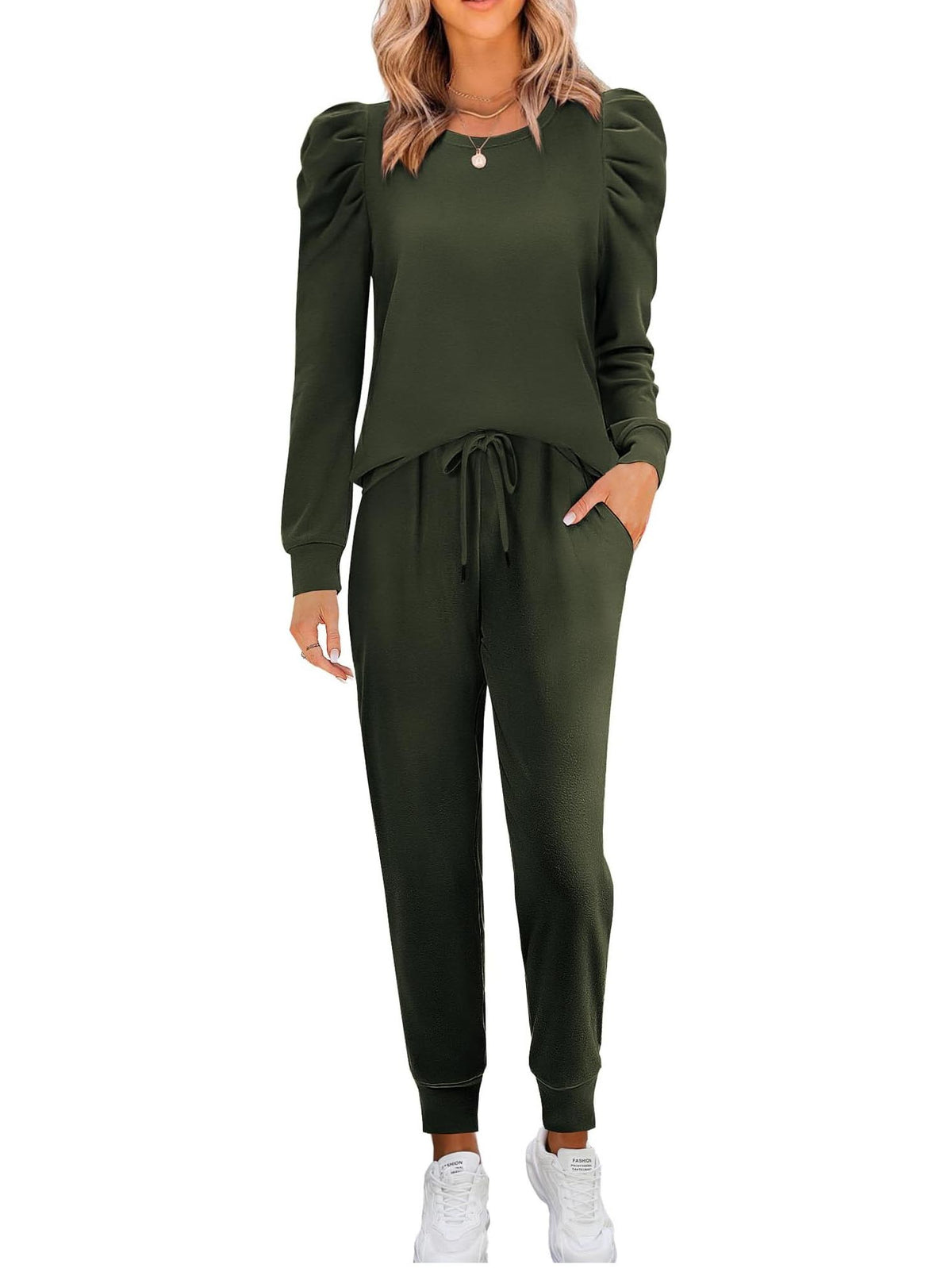 Women's Puff Sleeve Long-Sleeve Two-Piece Set