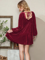 Women's Square Neck Tie Back Ribbed Dress