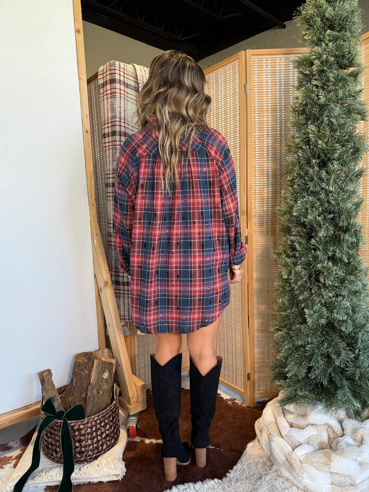 Women's Vintage Distressed Plaid Shirt