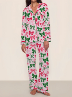 Women's Christmas Bow Print Pajamas Two-Piece Set