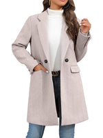 Women's Winter Notch Lapel Double Breasted Long Blazer Overcoat