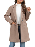 Women's Winter Notch Lapel Double Breasted Long Blazer Overcoat
