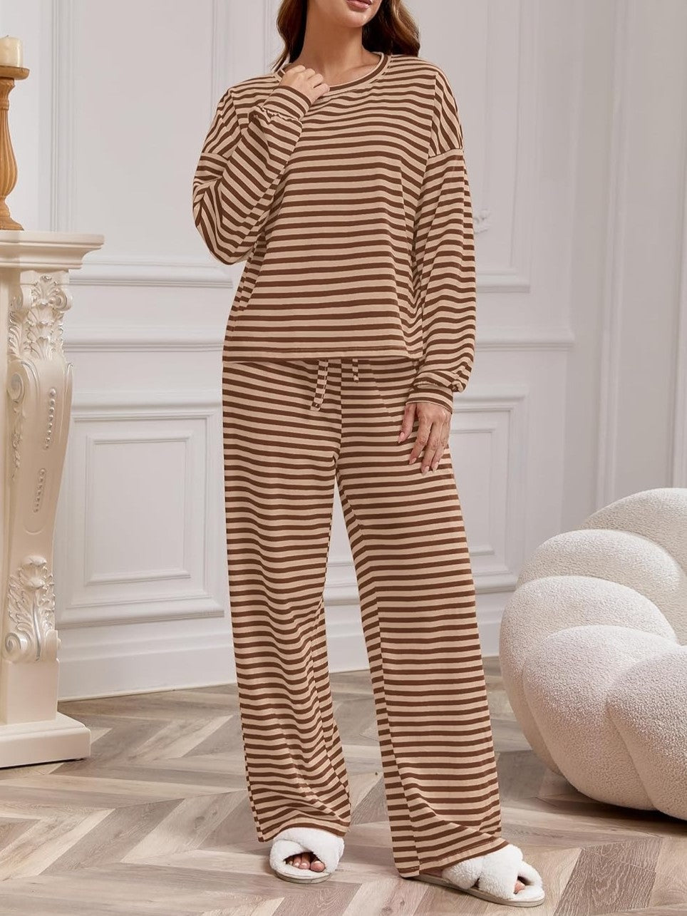 Women's Striped Casual Two-Piece Set
