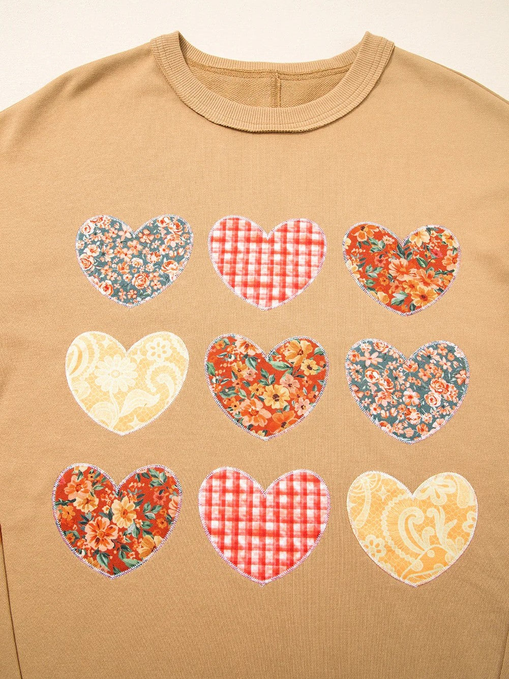 Women's Vintage Patchwork Heart Sweatshirt