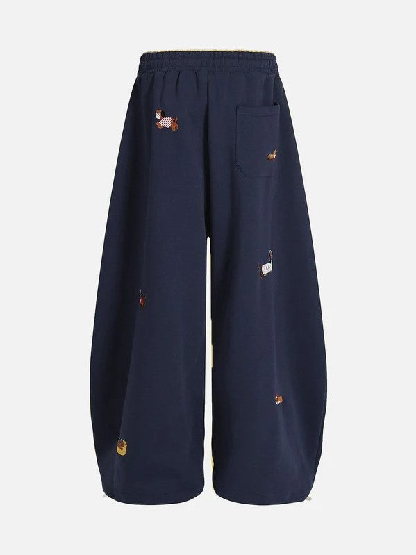 Cute Dachshund Embroidered Baggy Sweatpants