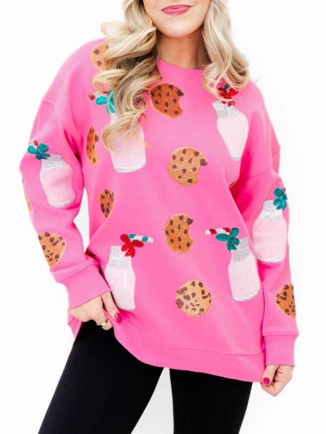 Women's Sparkling Milk and Cookie Sequin Sweatshirt