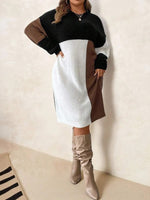 Women's Color Block Knit Sweater Dress