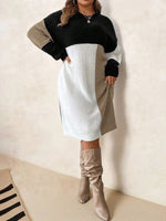Women's Color Block Knit Sweater Dress