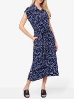 Women's Button Lace up Lapel Maxi Dress