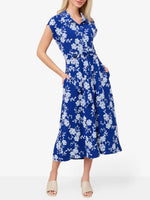Women's Button Lace up Lapel Maxi Dress