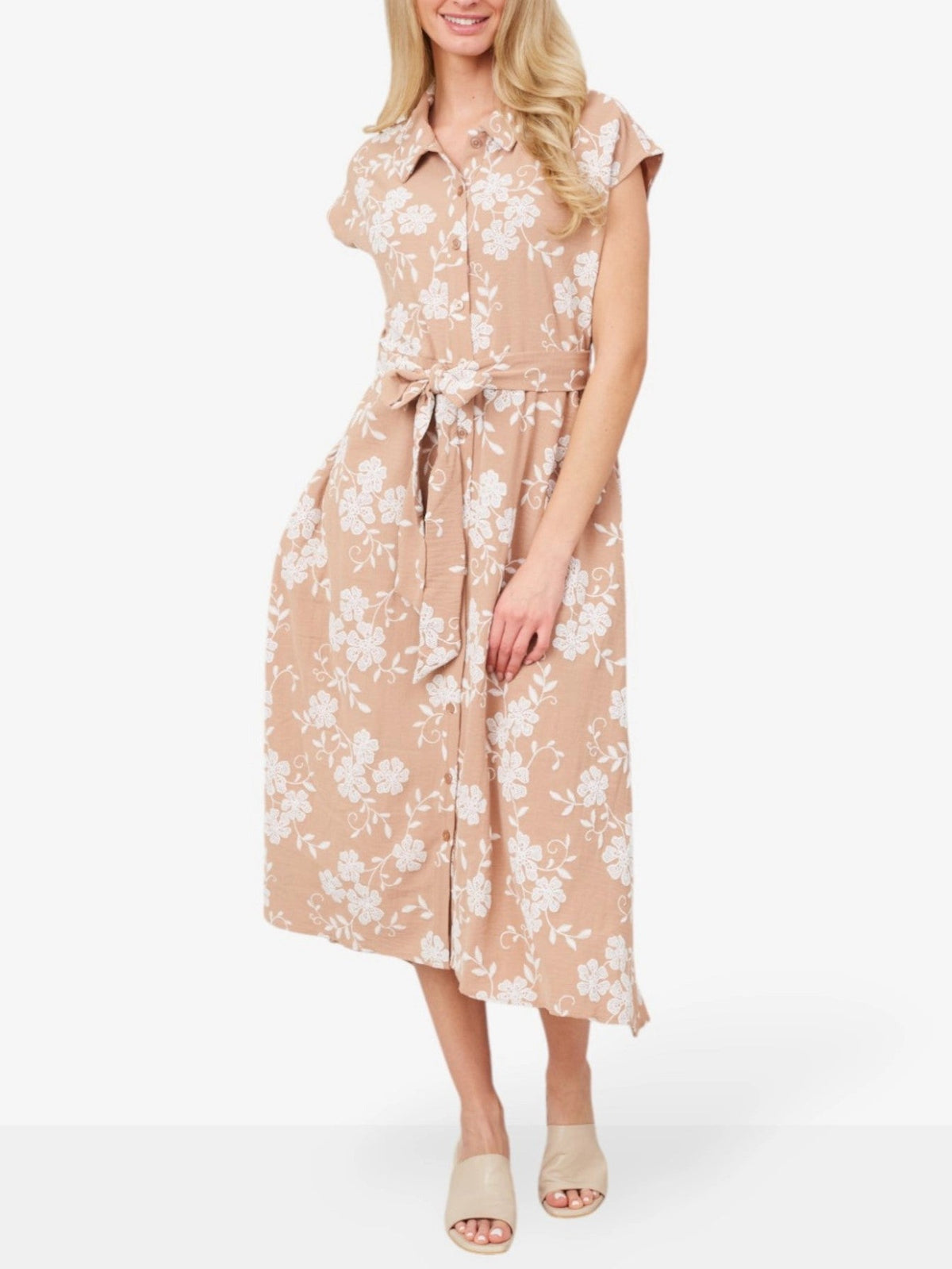 Women's Button Lace up Lapel Maxi Dress