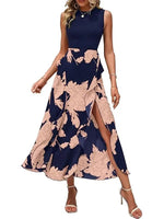 Women's Sleeveless Patchwork Flowy Maxi Dress
