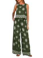Women's Boho Sleeveless Top and Long Pants Two-Piece Set